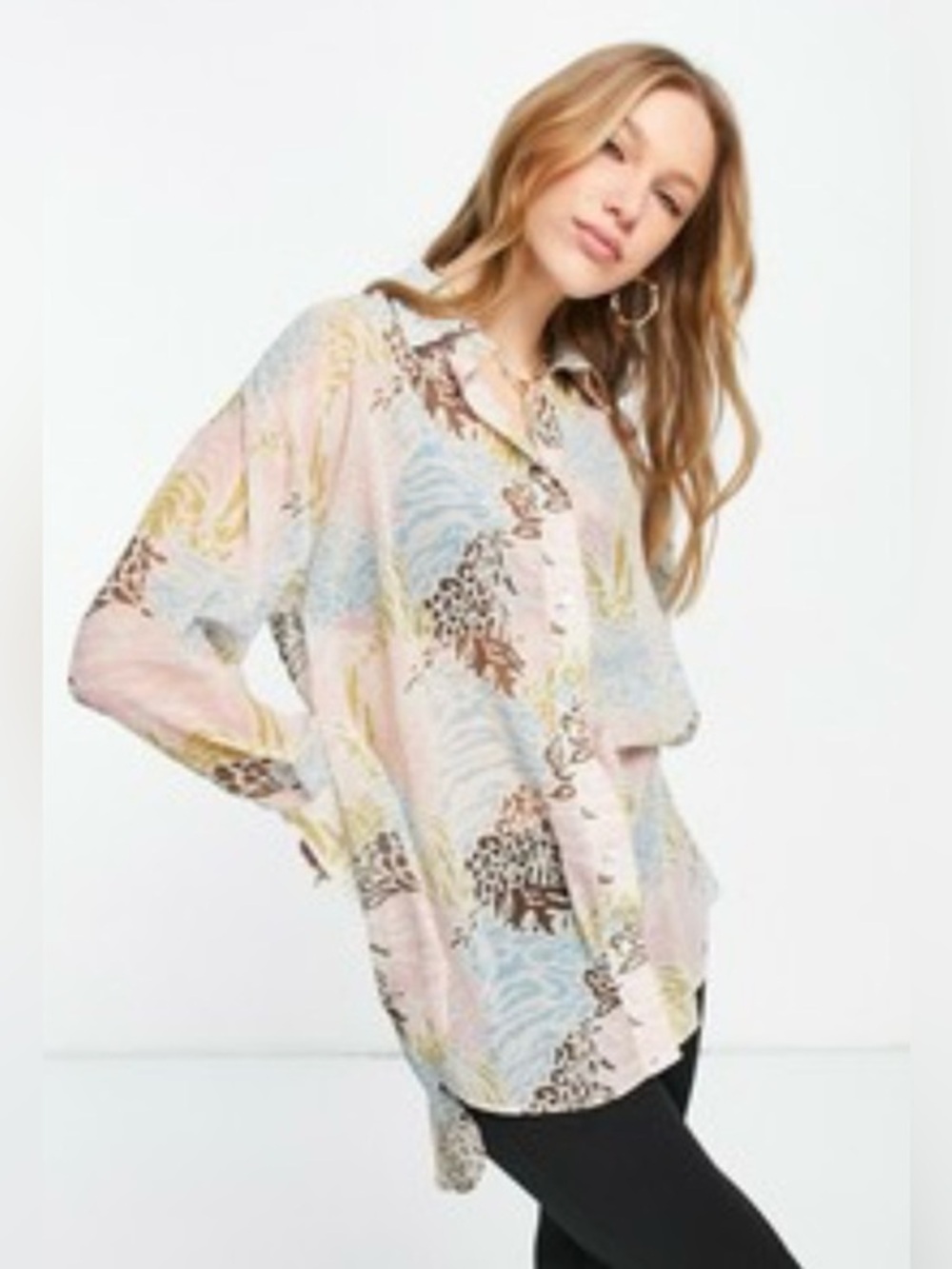NEW ASOS Sheer Floral Print Blouse NWOT